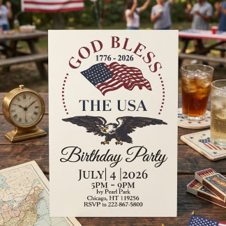 Invitation Dieu bénisse les États-Unis – Aigle patriotique 17