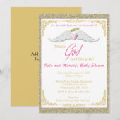 Invitation Dieu merci pour le Baby shower Little Angels (Devant / Derrière)