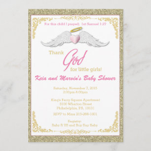 Invitation Dieu merci pour le Baby shower Little Angels