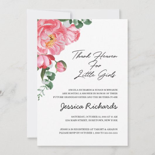 Invitation Dieu merci pour l'invitation de douches pour petit (Devant)