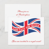Invitation Dieu sauve la reine avec Union Jack (Devant / Derrière)