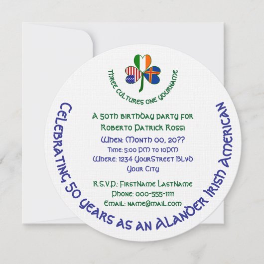 Invitation Diffamation Irlande États-Unis Shamrock Anniversai (Devant)