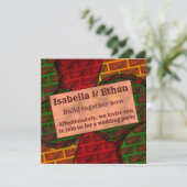 Invitation Différents montages d'images, brique, rouge, vert, (Debout devant)