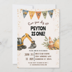Invitation Dig It Construction Premier Anniversaire