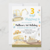 Invitation Digging It Construction Trucks Birthday (Devant)