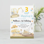 Invitation Digging It Construction Trucks Birthday (Debout devant)