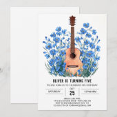 Invitation Digital Blue Guitar Boy Anniversaire (Devant / Derrière)