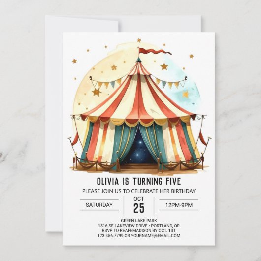Invitation Digital Colorful Circus Anniversaire (Devant)