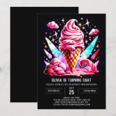 Invitation Digital Colorful Elegant Crème de glace fille Anni (Devant / Derrière)