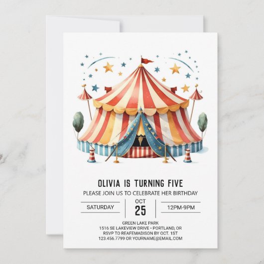 Invitation Digital Custom Delight Circus anniversaire (Devant)