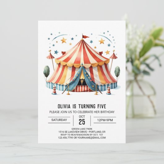 Invitation Digital Custom Delight Circus anniversaire (Debout devant)