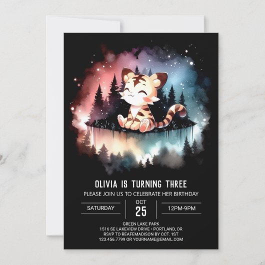 Invitation Digital Dreamy Tiger Anniversaire (Devant)