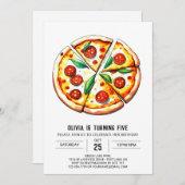 Invitation Digital Elegant Pizza Anniversaire (Devant / Derrière)