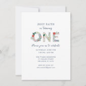 Invitation Digital Floral 1ère Filles Fête d'anniversaire (Devant)