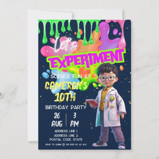 Invitation Digital Glow Science TEM Expérience téléchargeable (Devant)