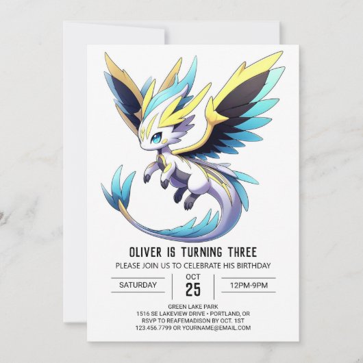 Invitation Digital Happy Dragon Anniversaire (Devant)