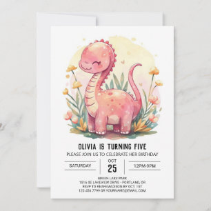 Invitation Digital Magic Elegant Dinosaur fille Anniversaire