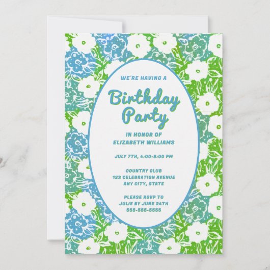 Invitation Digital & Papier Fleurs d'invitation d'anniversair (Devant)