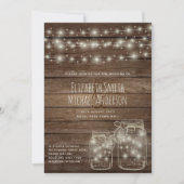 Invitation Digital Rustic Wedding Inviter Mason Jars Lumières (Devant)