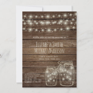 Invitation Digital Rustic Wedding Inviter Mason Jars Lumières