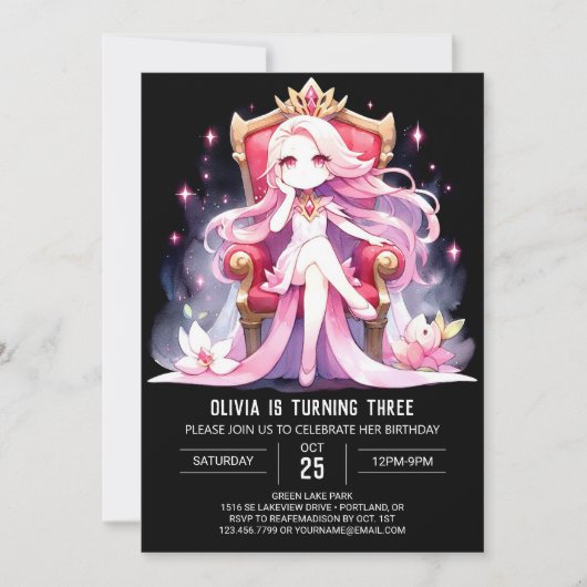 Invitation Digital Simple Princess Anniversaire (Devant)
