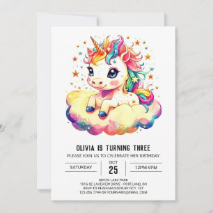 Invitation Digital Unicorn Anniversaire plaisir