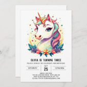 Invitation Digital Unicorn Birthday Bliss (Devant / Derrière)