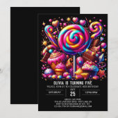 Invitation Digital Whimsical Candyland Digital Anniversaire (Devant / Derrière)
