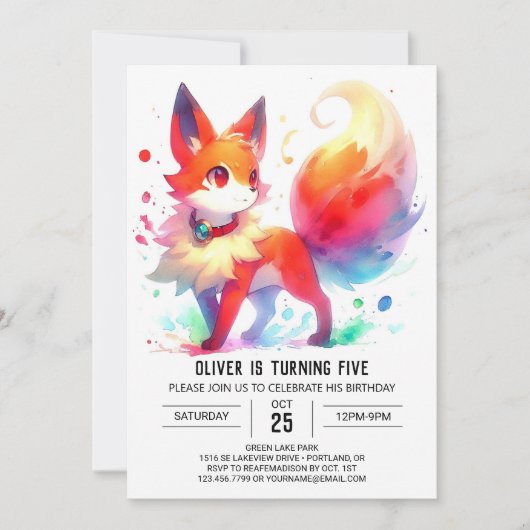 Invitation Digital Whimsical Fox Anniversaire (Devant)