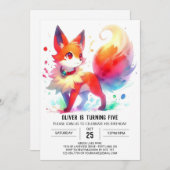 Invitation Digital Whimsical Fox Anniversaire (Devant / Derrière)