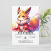 Invitation Digital Whimsical Fox Anniversaire (Debout devant)