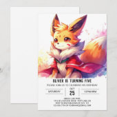 Invitation Digital Whimsical Fox Anniversaire (Devant / Derrière)