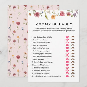 Invitation Digital Wildflower Baby shower maman ou papa jeu