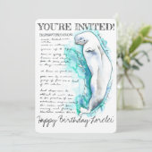 Invitation d'illustration personnalisée de baleine (Debout devant)