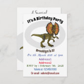 Invitation Dilophosaurus dessin animé (Devant / Derrière)
