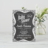Invitation Dim Grey Damask ; Retro Chalkboard (Debout devant)