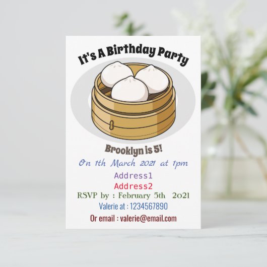 Invitation Dim sum dessin animé (Debout devant)