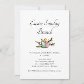 Invitation Dimanche brunch Élégant Œufs décorés de Pâques  (Devant)