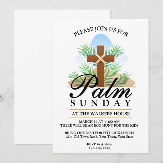 Invitation Dimanche des Rameaux (Devant / Derrière)