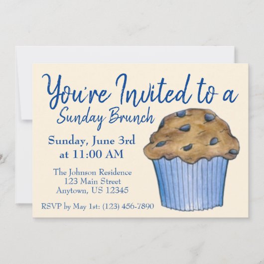 Invitation Dimanche Petit-déjeuner Brunch Blueberry Muffin (Devant)
