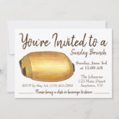 Invitation Dimanche Petit-déjeuner Brunch Pain au Chocolat Cr (Devant)