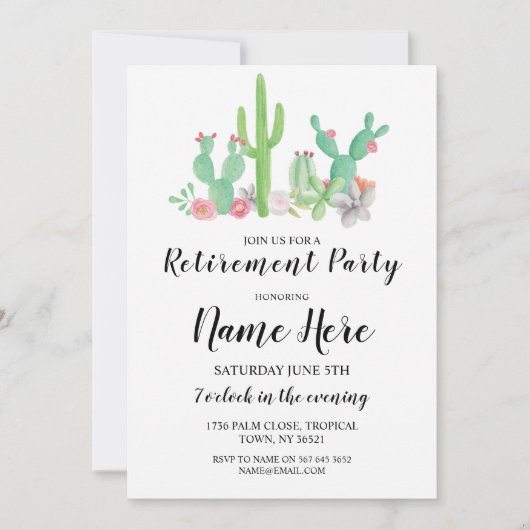 Invitation d'impression d'aquarelle de la partie d (Devant)