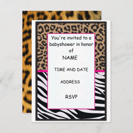 invitation d'impression de guépard (Devant / Derrière)