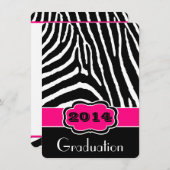 Invitation d'impression Zèbre rose, noir, blanc (Devant / Derrière)