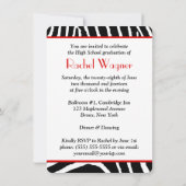 Invitation d'impression Zèbre rouge, noir, blanc (Dos)