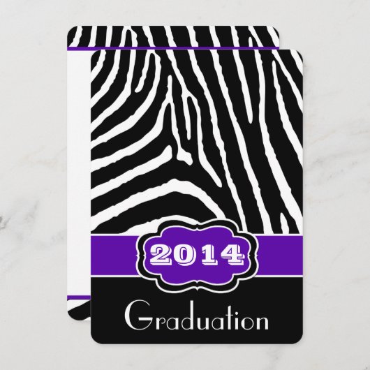 Invitation d'impression Zèbre violet, noir, blanc (Devant / Derrière)