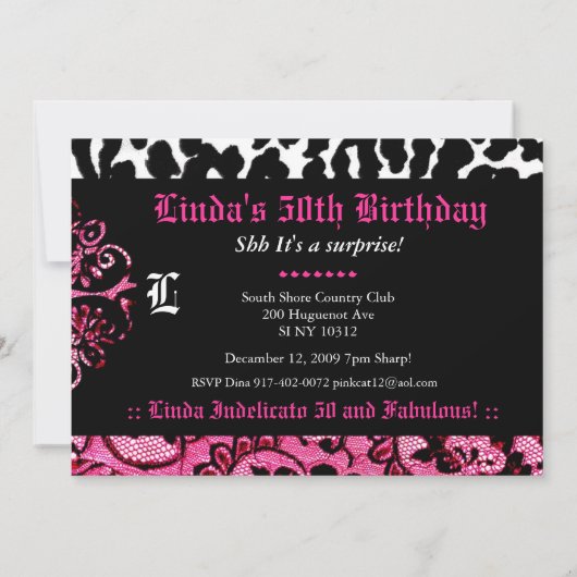 Invitation Dina de commande personnalisée 311 (Dos)