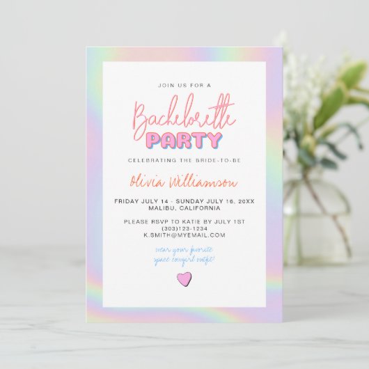 Invitation DINA Holographic Space Cowgirl Bachelorette Party (Debout devant)