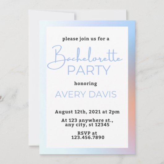 Invitation DINA Holographic Space Cowgirl Bachelorette Party (Devant)