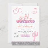 Invitation DINA Space Cowgirl Desert Anniversaire Week-end (Devant)